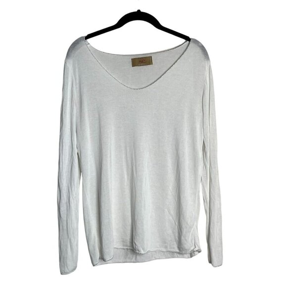 Free For Humanity White long Sleeve Viscose‎ Blend Knit Top Silver Lining Medium - Picture 1 of 7